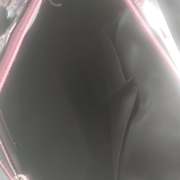 Authentic Sanrio Hello Kitty Lg Round Double Handle + Dust Bag, Burgundy/Wine - Picture 3 of 5